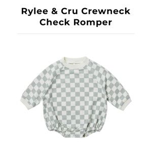 Crewneck Romper - Light Blue Check by Rylee + Cru